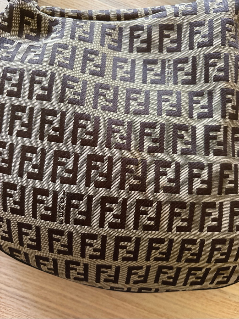 Fendi Brown FF Monogram Crescent Shoulder Bag - Picture 2 of 5